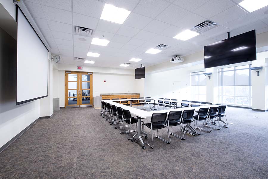 Photo of the Danforth Conference Room facing entrance doors